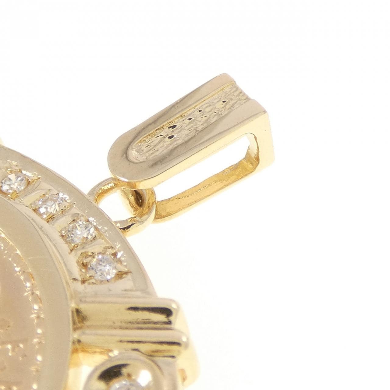 K18YG(枠) ダイヤモンド コイン ペンダント 0.30CT