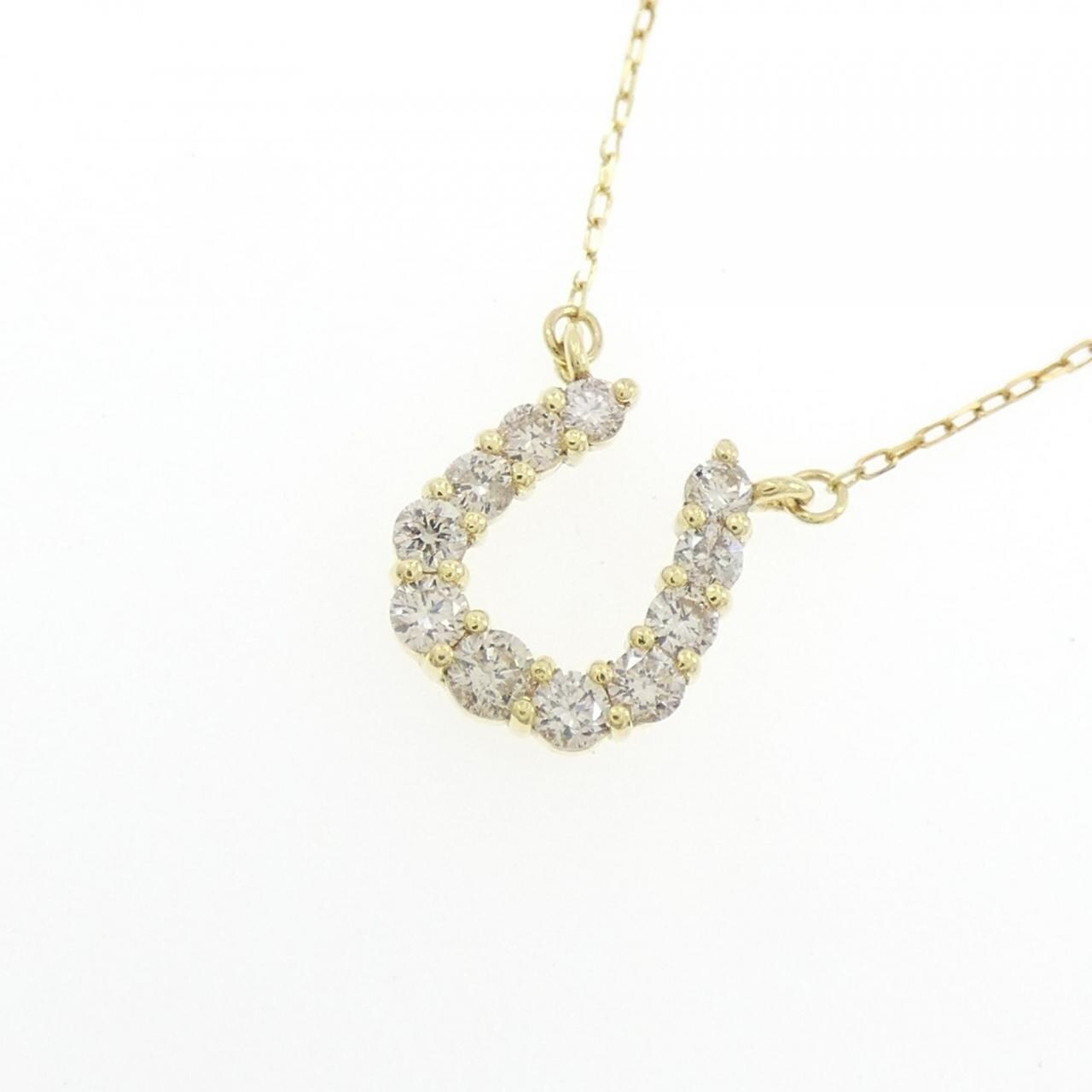 K18YG Horseshoe Diamond Necklace 0.20CT