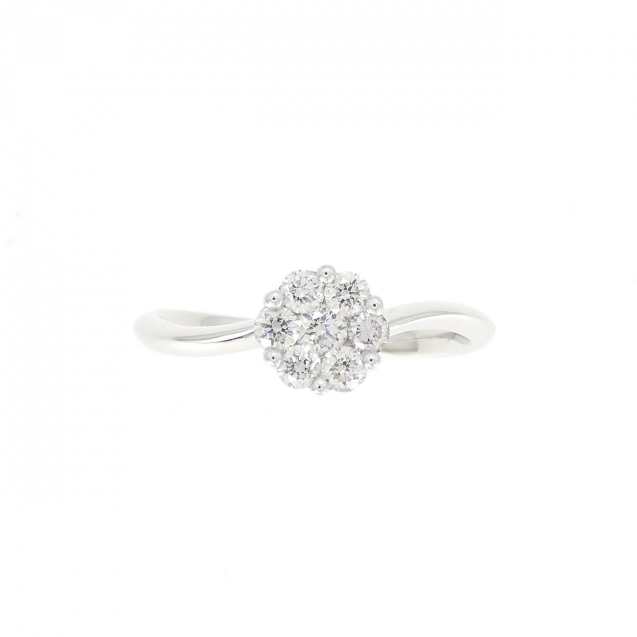 K18WG フラワー ダイヤモンド リング 0.30CT