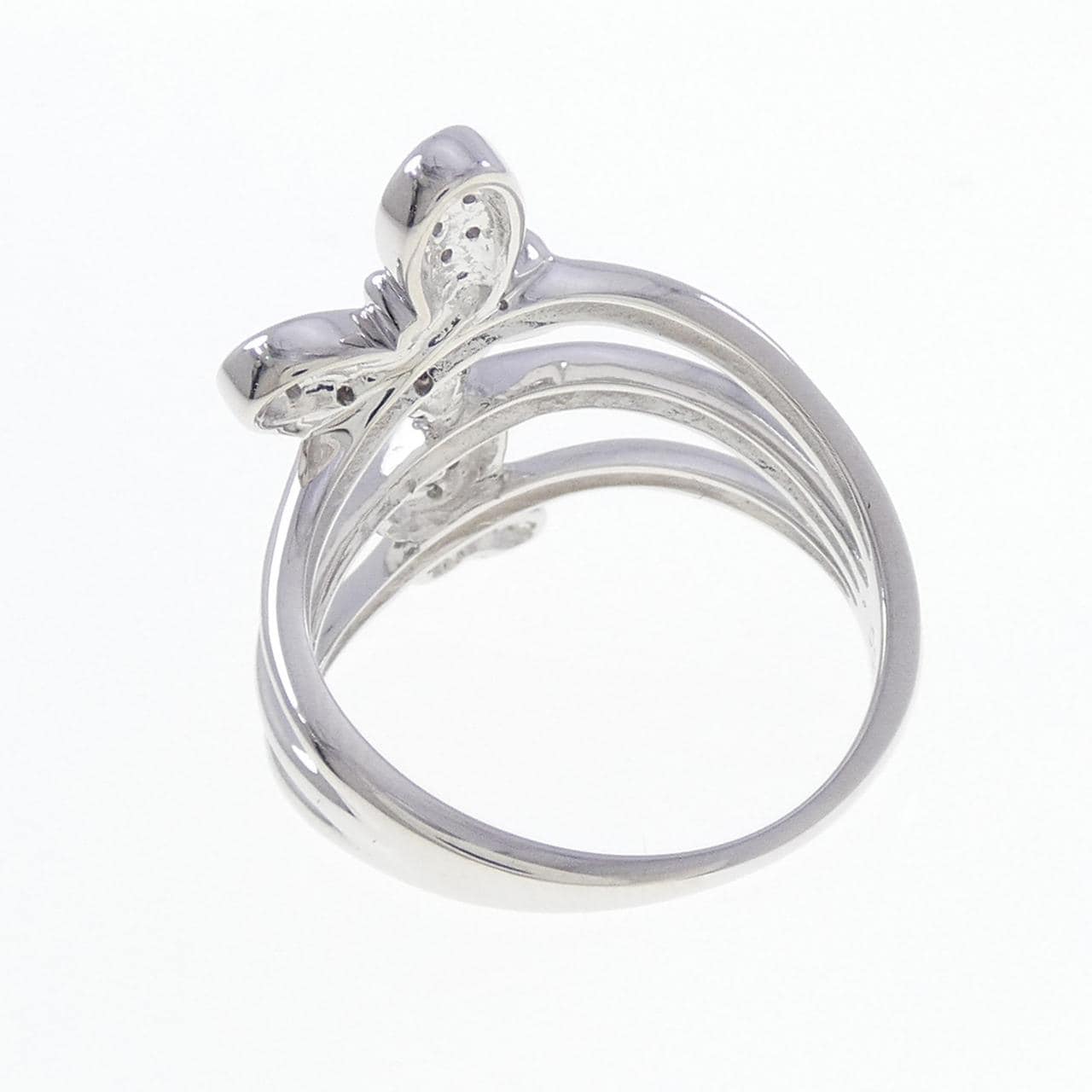 K18WG バタフライ ダイヤモンド リング 0.13CT