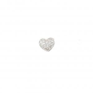 K14WG ハート パヴェ ダイヤモンド ピアス 0.10CT 片耳