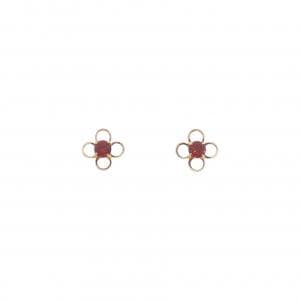 【新品】K18YG フラワー ガーネット ピアス