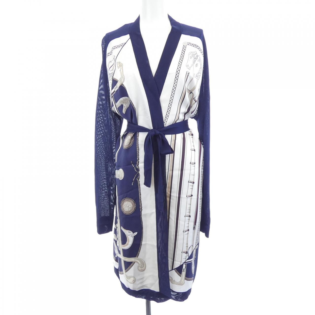 エルメス HERMES CANNES ET CANNES *17-7756 ツイルレーヌ ロングカーディガン