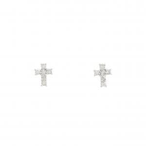 PT/PT900 クロス ダイヤモンド ピアス 0.12CT
