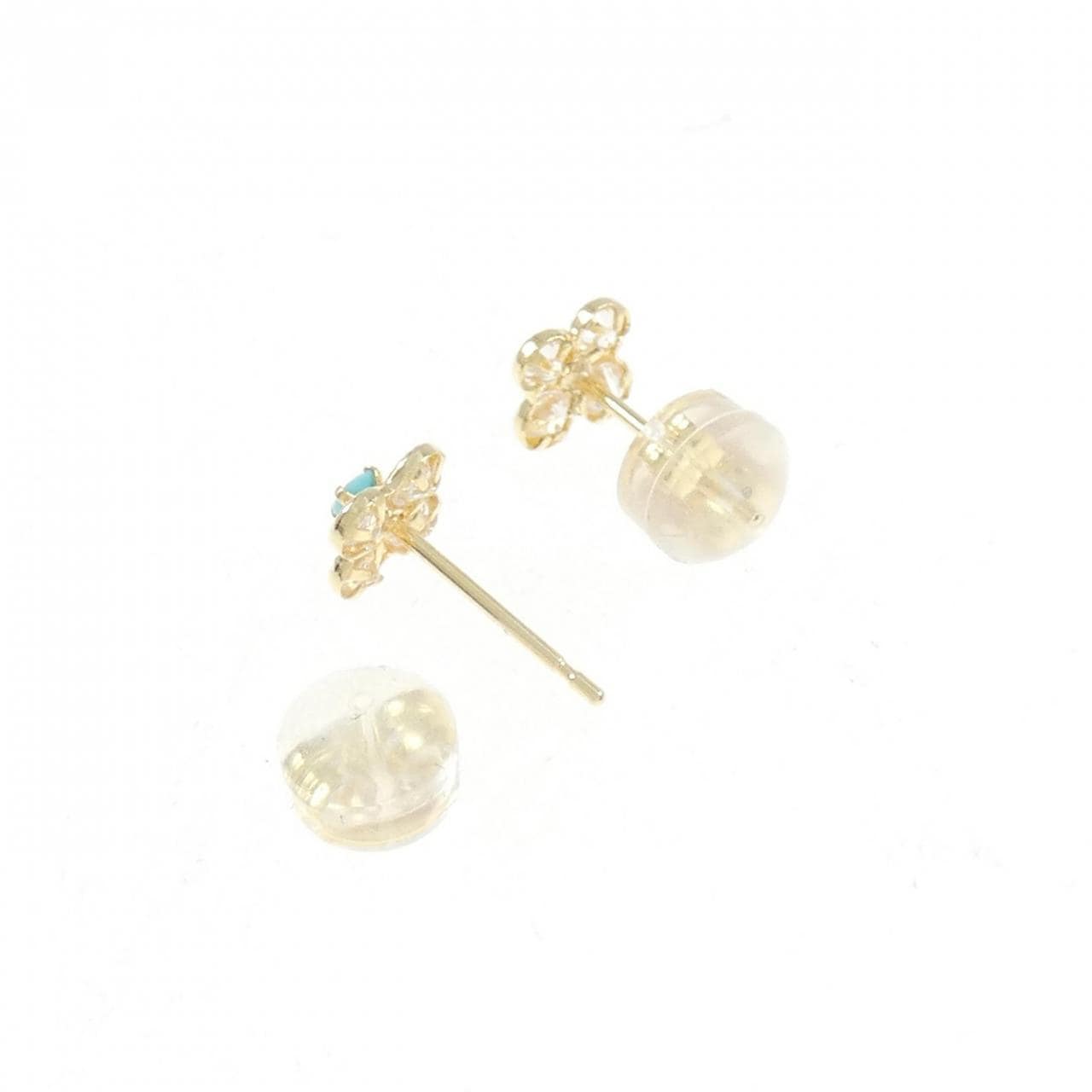 [BRAND NEW] K18YG Flower Turquoise Earrings