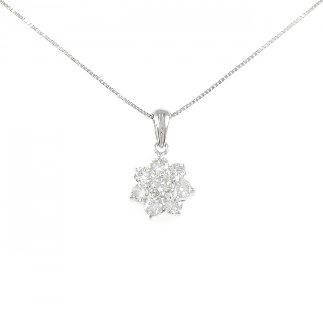 PT/PT850 フラワー ダイヤモンド ネックレス 1.00CT