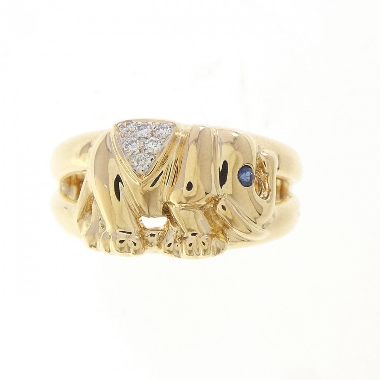 K18YG エレファント サファイヤ リング 0.02CT