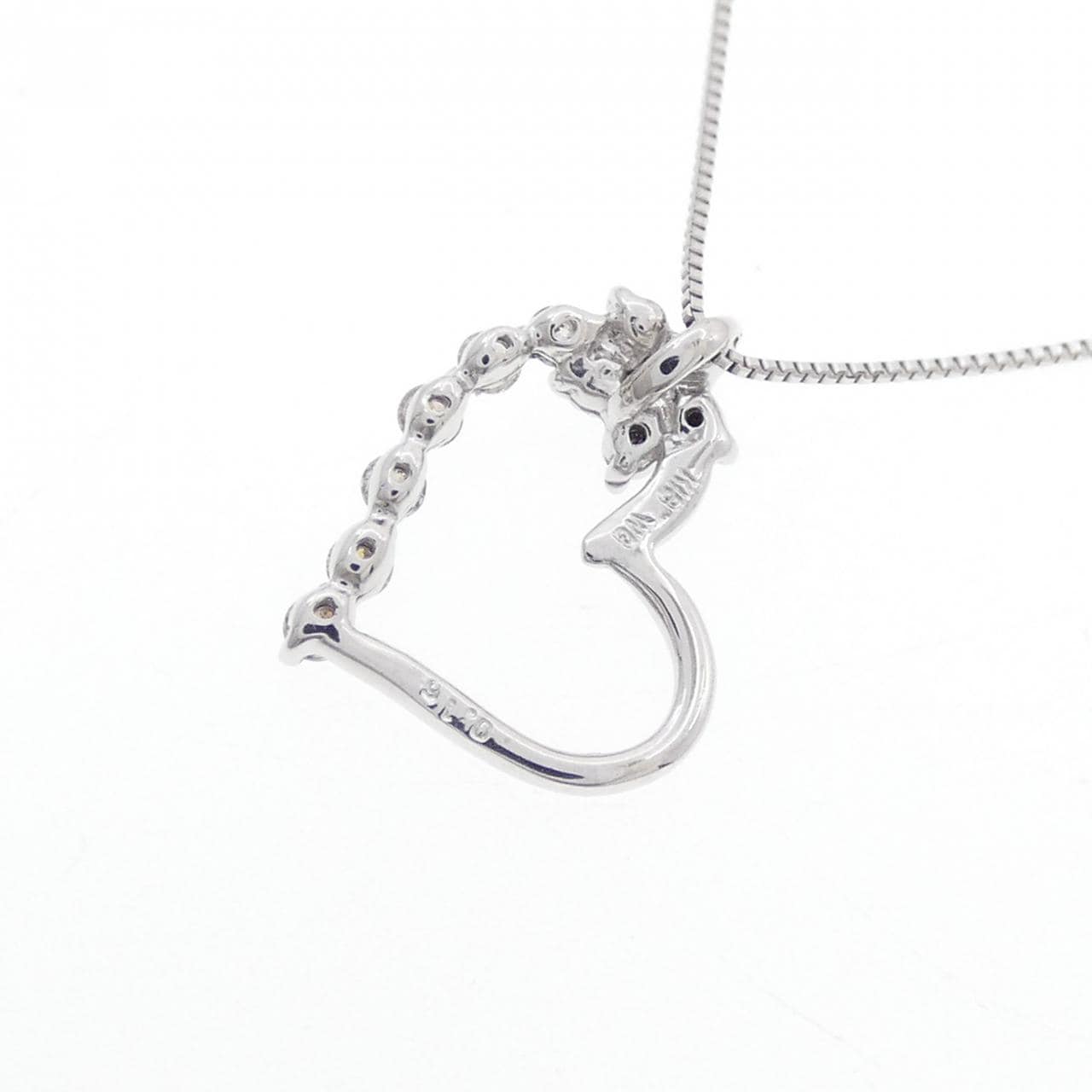 K18WG Heart x Flower Diamond Necklace 0.16CT