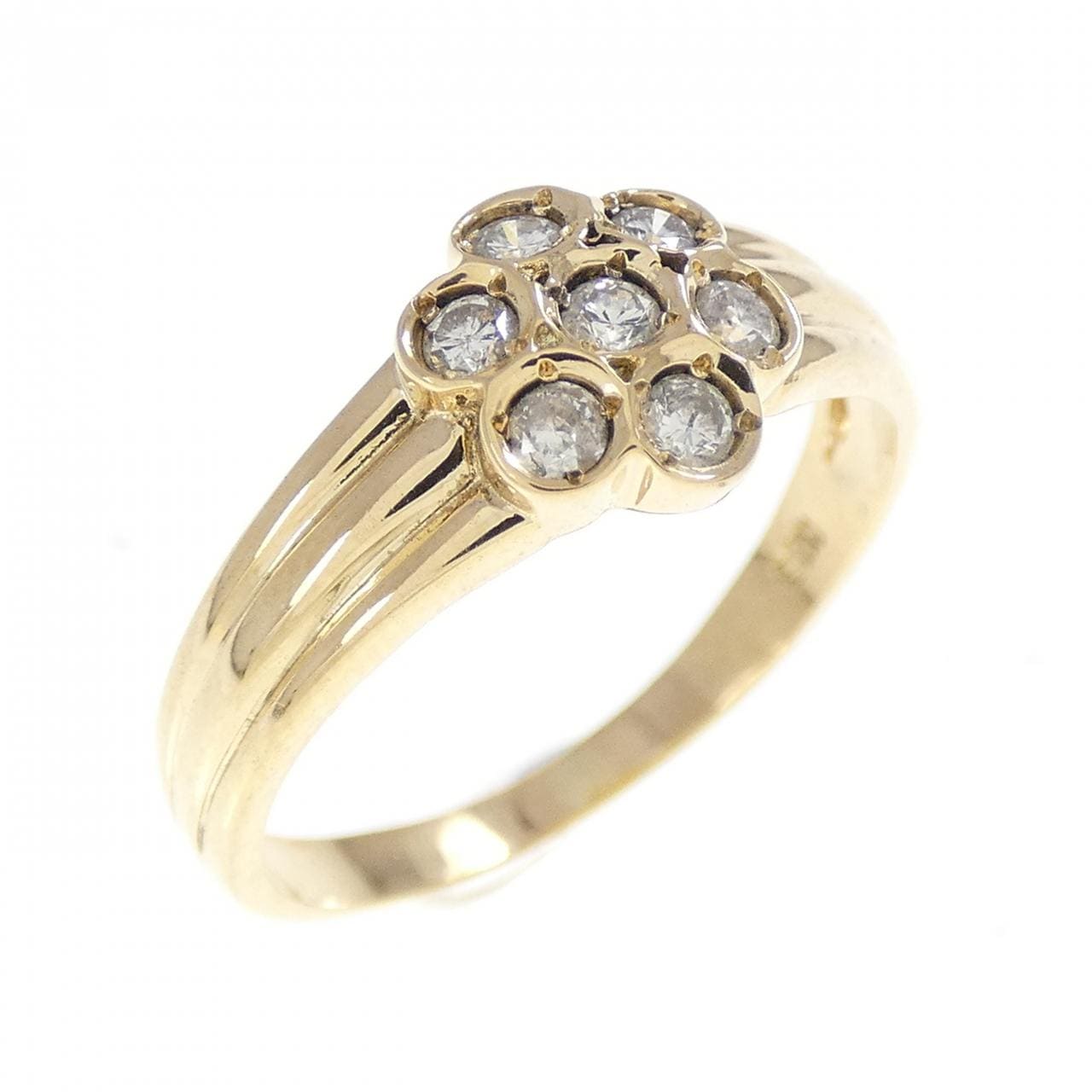 K18YG フラワー ダイヤモンド リング 0.14CT