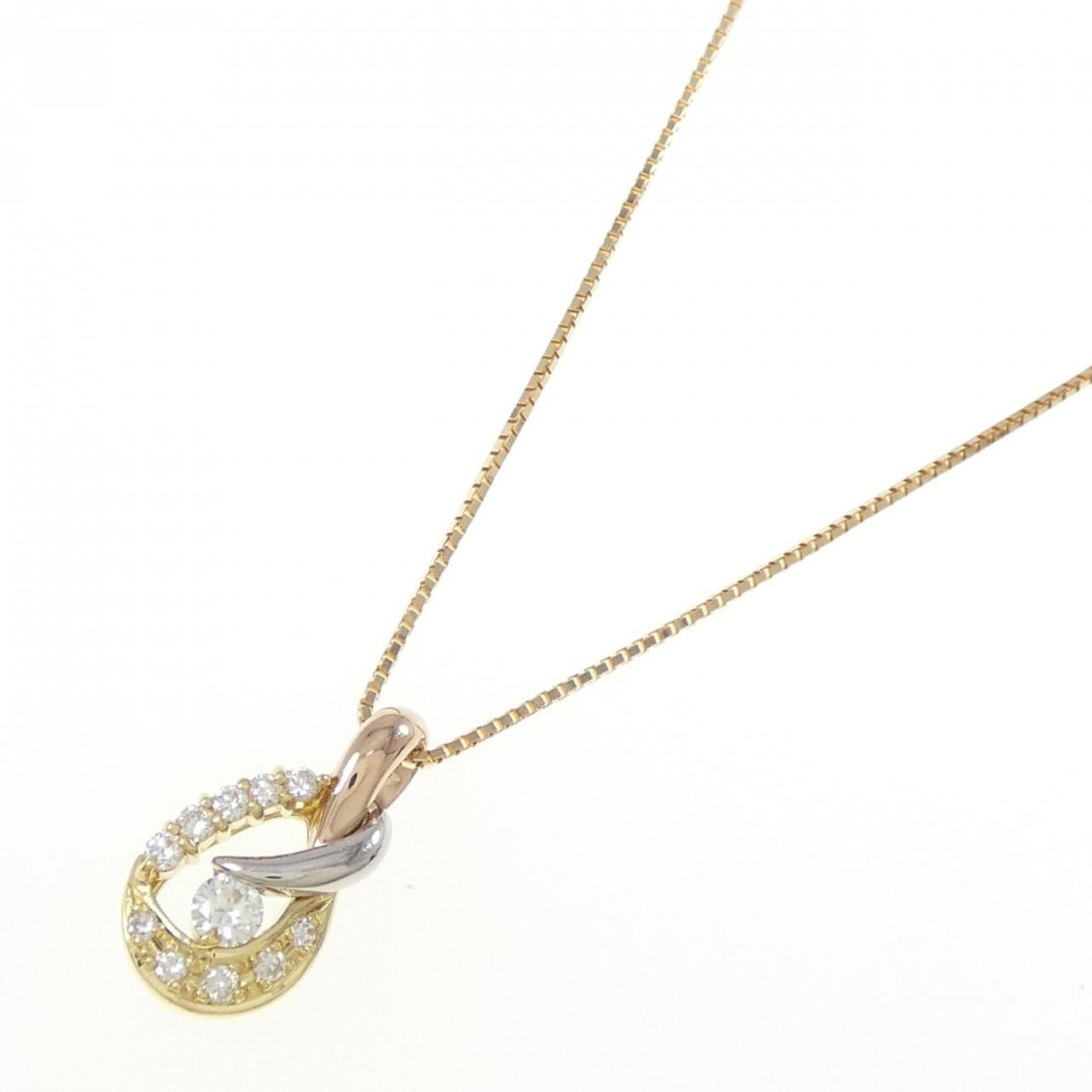K18YG/PT900/K18PG ダイヤモンド ネックレス 0.26CT