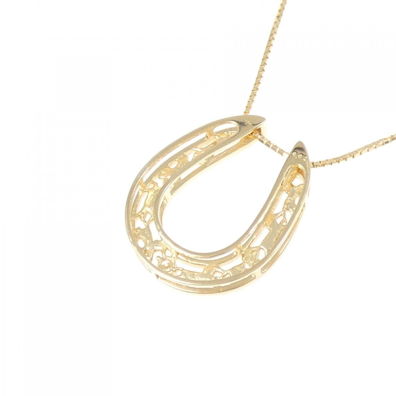 K18YG ホースシューダイヤモンド ネックレス 0.02CT