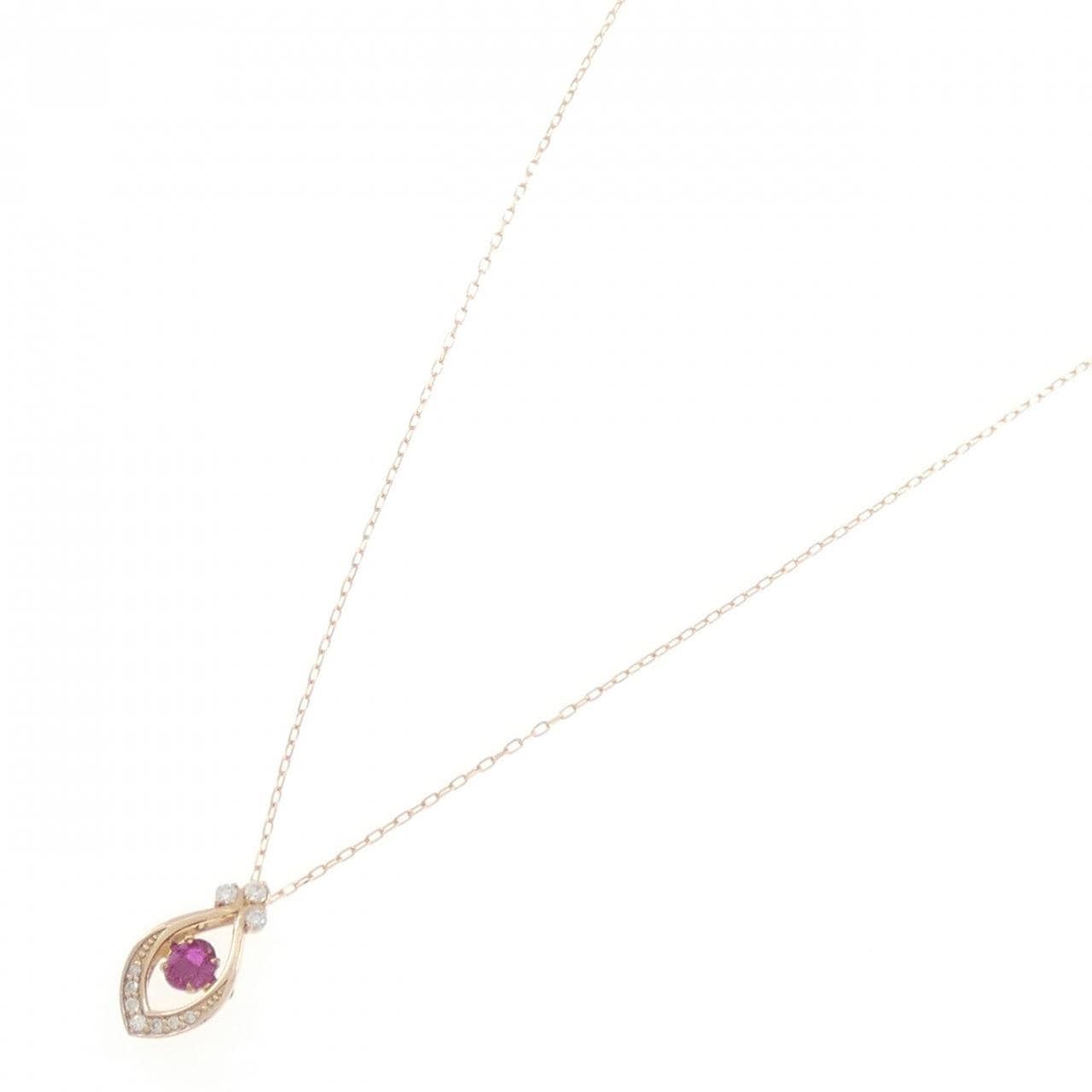 K18PG ルビー ネックレス 0.25CT