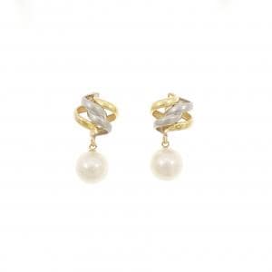 K18YG/PT900 アコヤパール ピアス 6.4mm