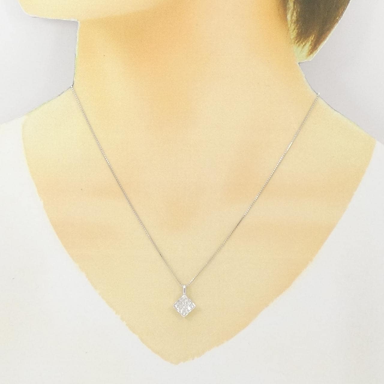 K18WG パヴェ ダイヤモンド ネックレス 0.30CT