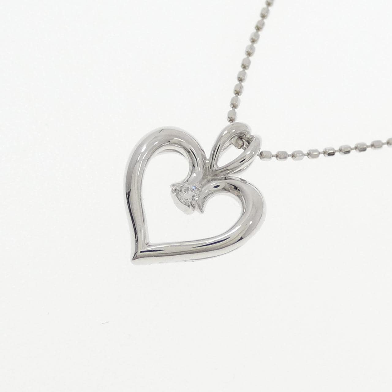 K18WG ハート ダイヤモンド ネックレス 0.02CT