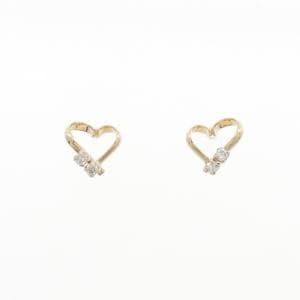 K10YG ハート ダイヤモンド ピアス 0.04CT
