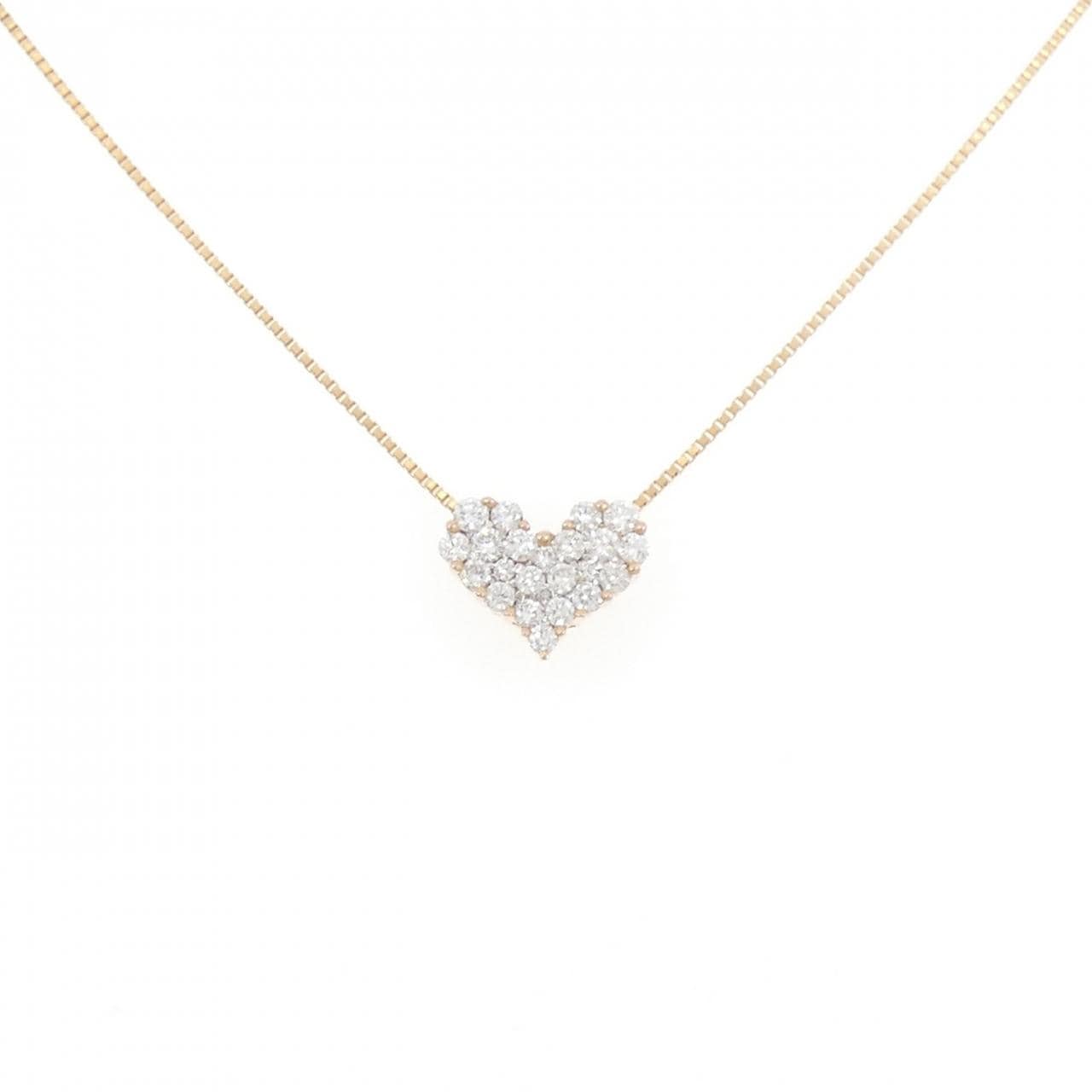 K18PG ハート パヴェ ダイヤモンド ネックレス 0.50CT