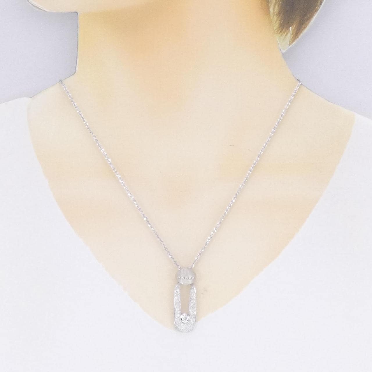 750WG/K18WG Diamond necklace 0.73CT
