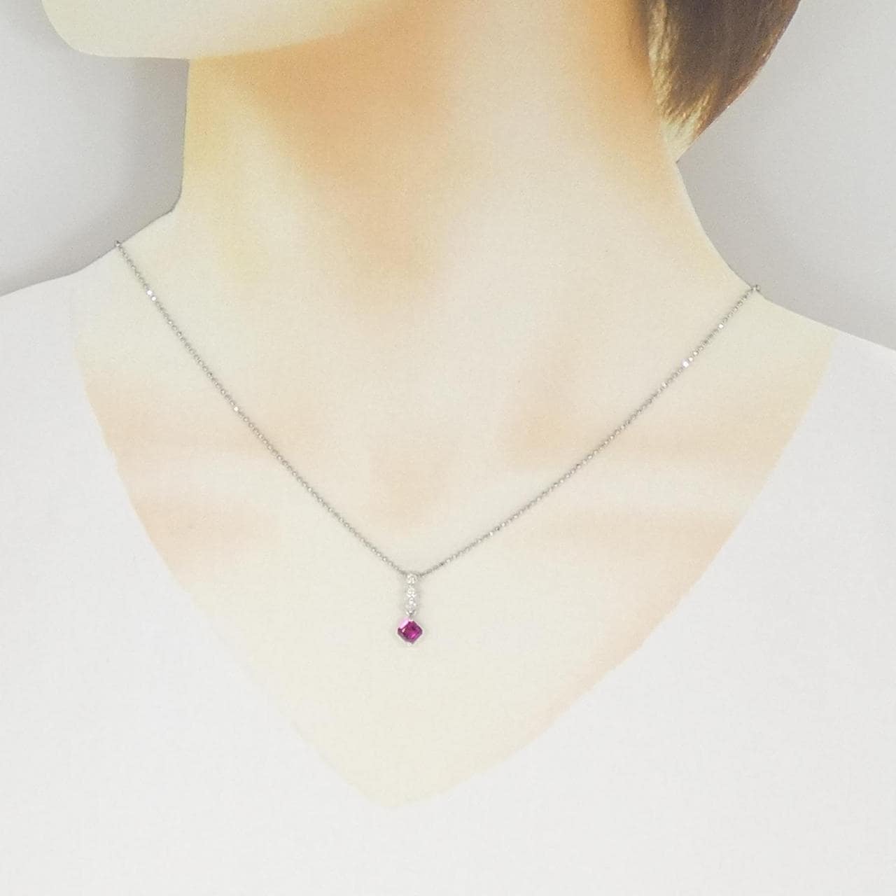 PT900/PT850 ルビー ネックレス 0.45CT