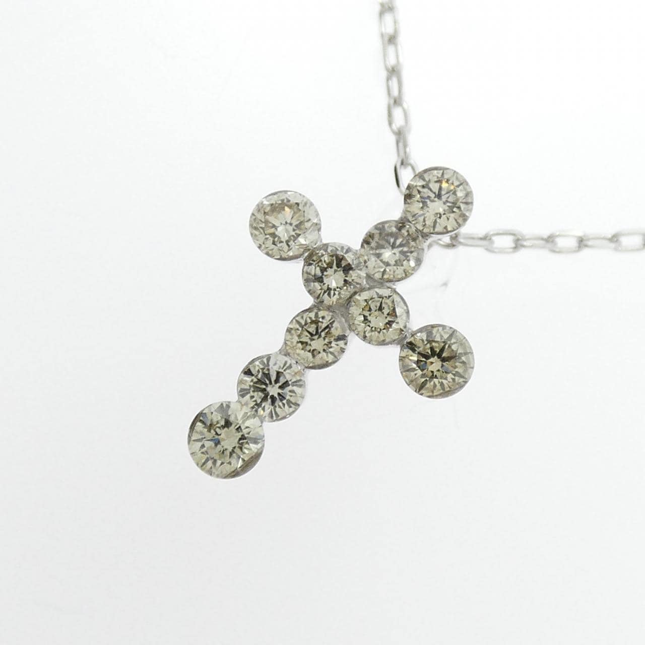 K18WG クロス ダイヤモンド ネックレス 0.40CT