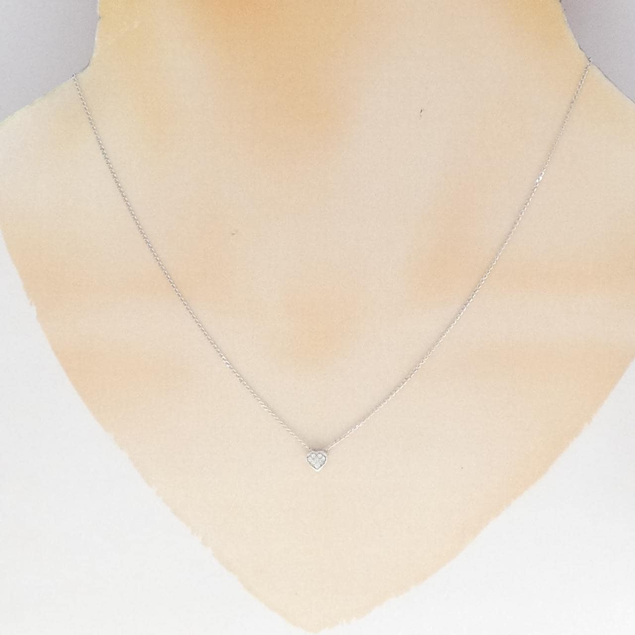 K10WG ハート ダイヤモンド ネックレス