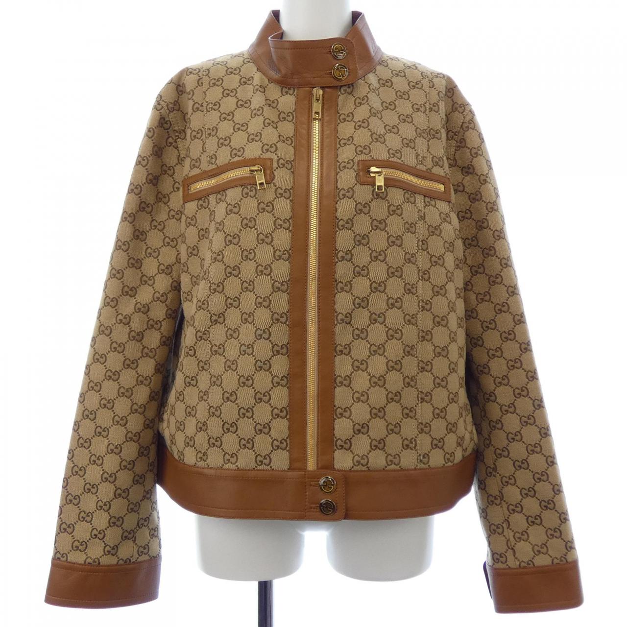 グッチ GUCCI レザー トリム GGキャンバス 681034 Z8AV6 ジャケット
