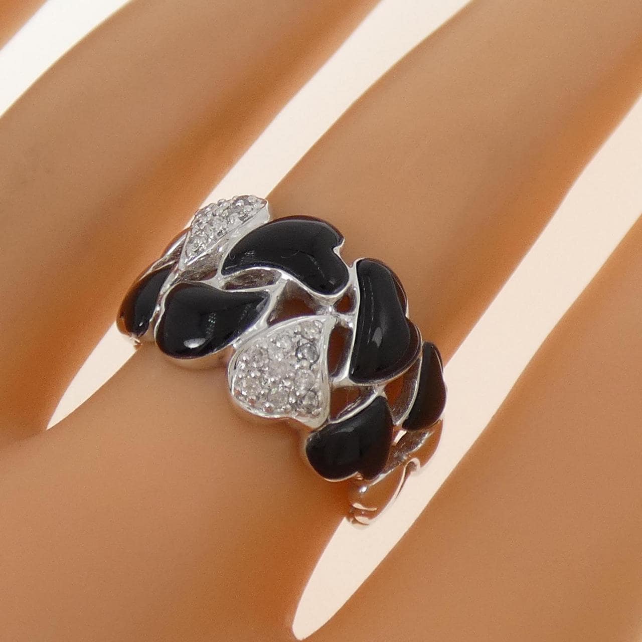 K18WG ハート オニキス リング