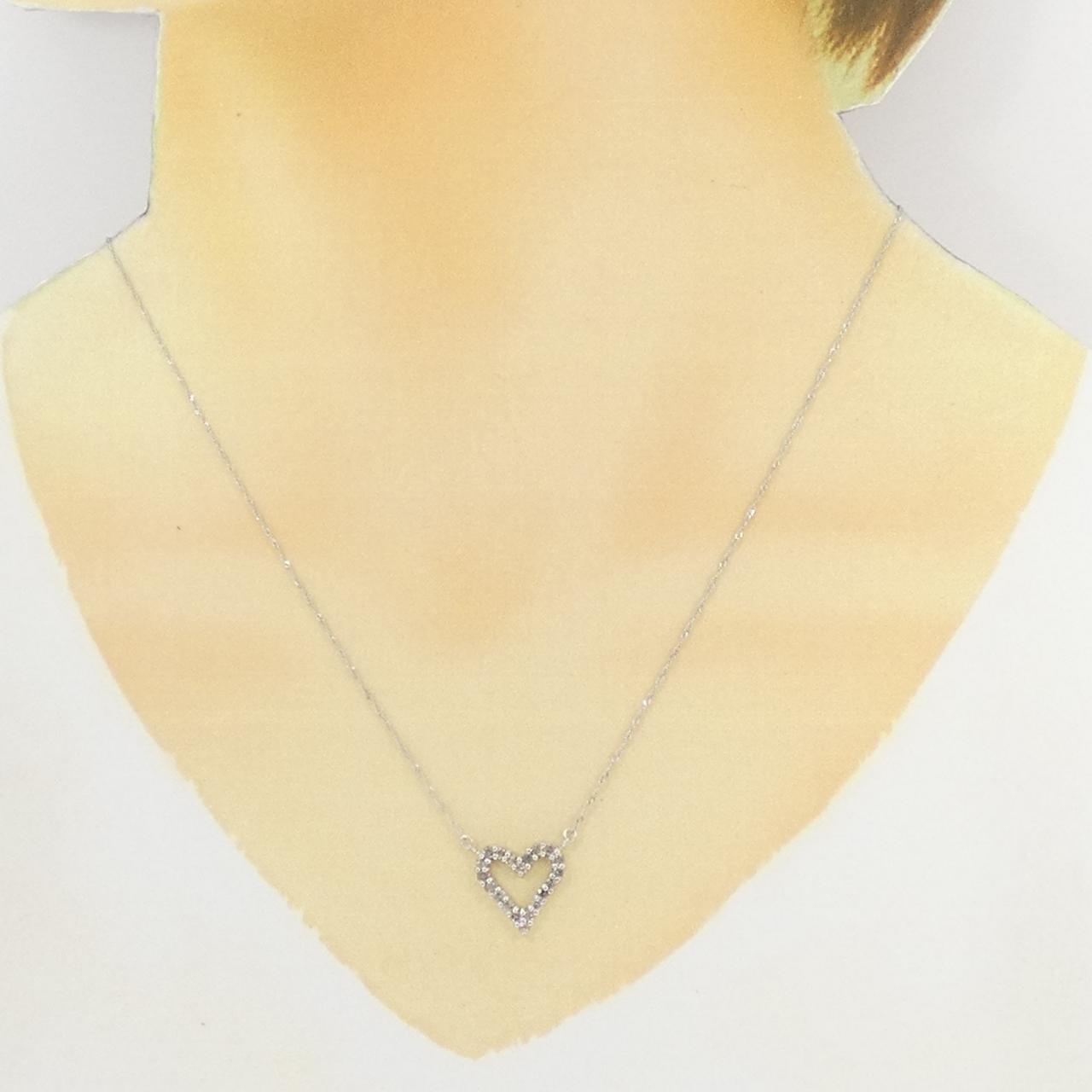 K18WG ハート ダイヤモンド ネックレス 0.50CT