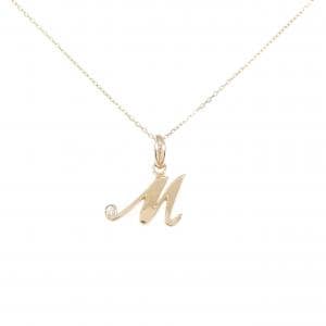K18PG イニシャルM ダイヤモンド ネックレス 0.02CT