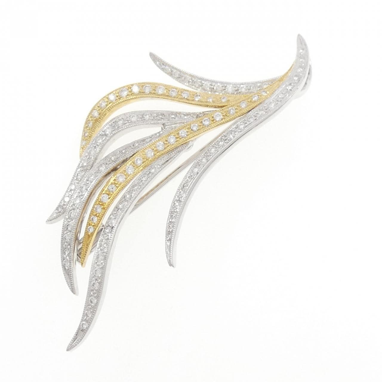 K18YG/K18WG ダイヤモンド ブローチ 0.70CT