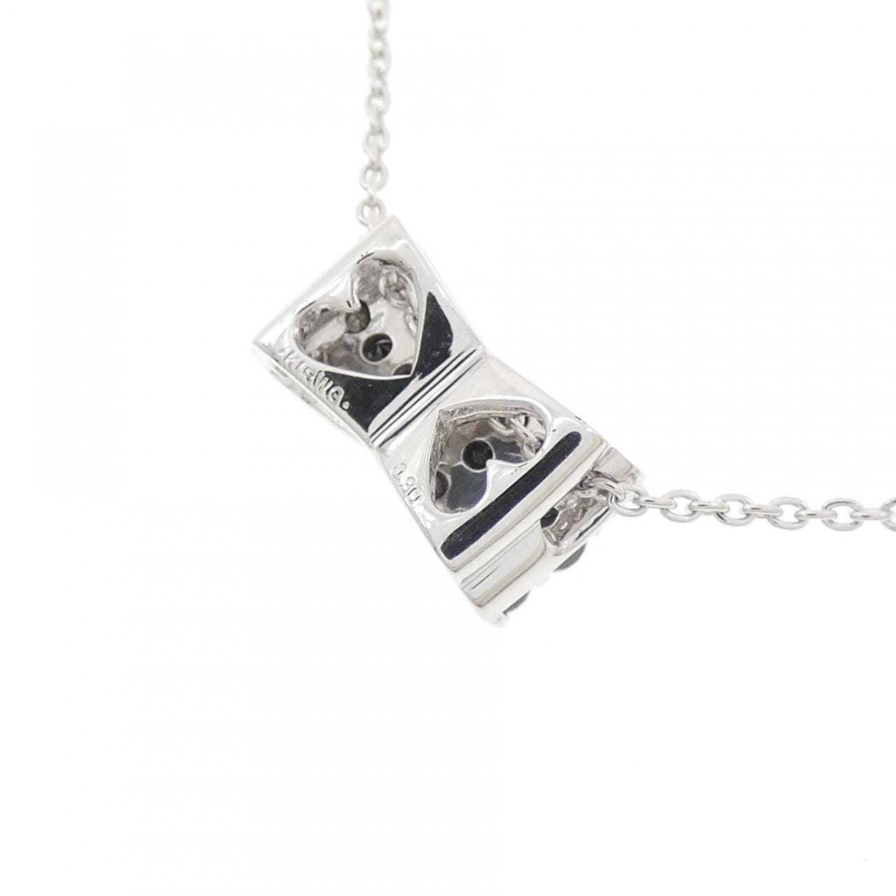 K18WG リボン ダイヤモンド ネックレス 0.30CT