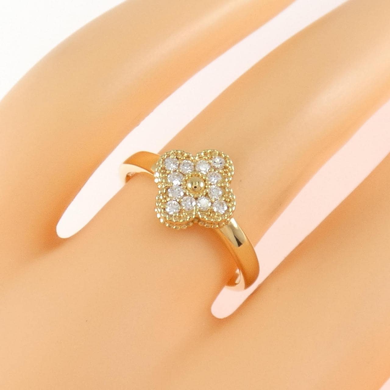 K18YG フラワー ダイヤモンド リング 0.15CT