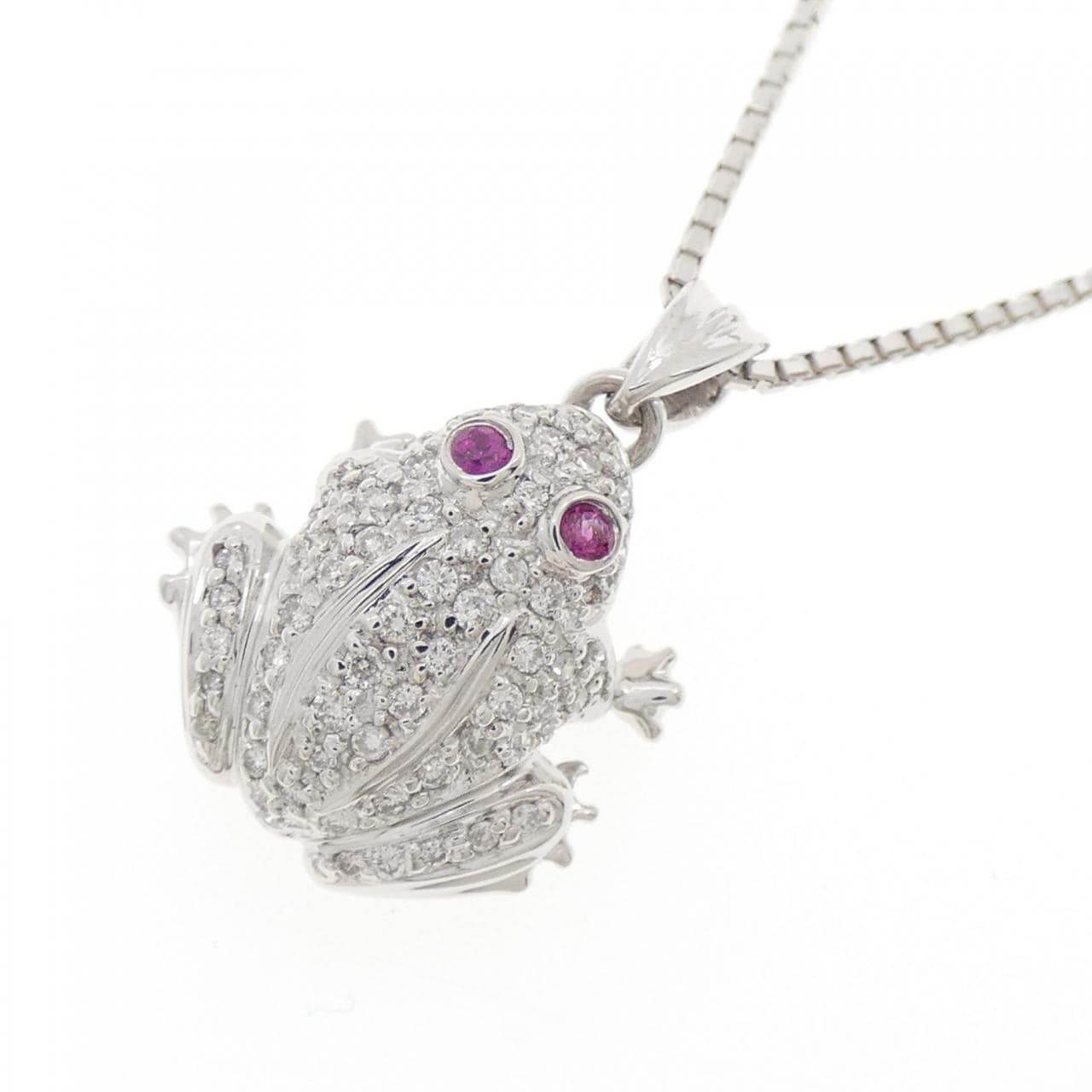 K18WG フロッグ ルビー ネックレス 0.05CT