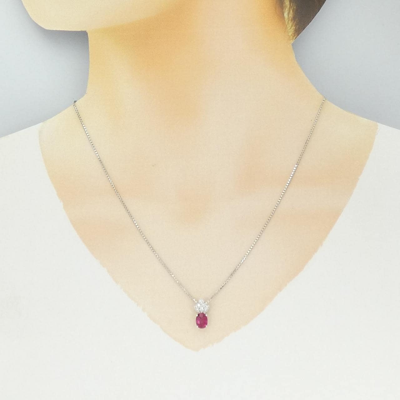 K18WG ルビー ネックレス 1.03CT
