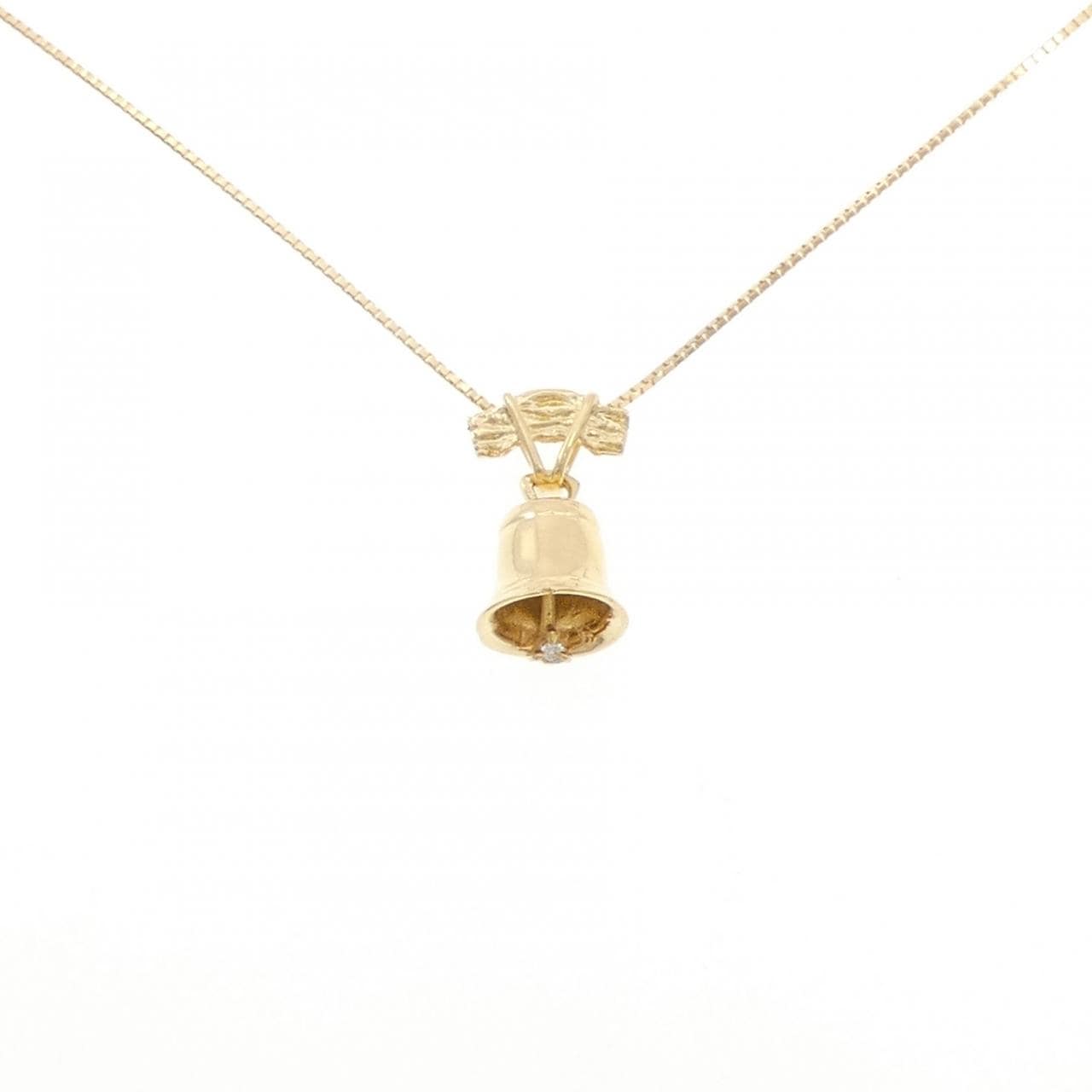 K18YG ベル ダイヤモンド ネックレス 0.01CT