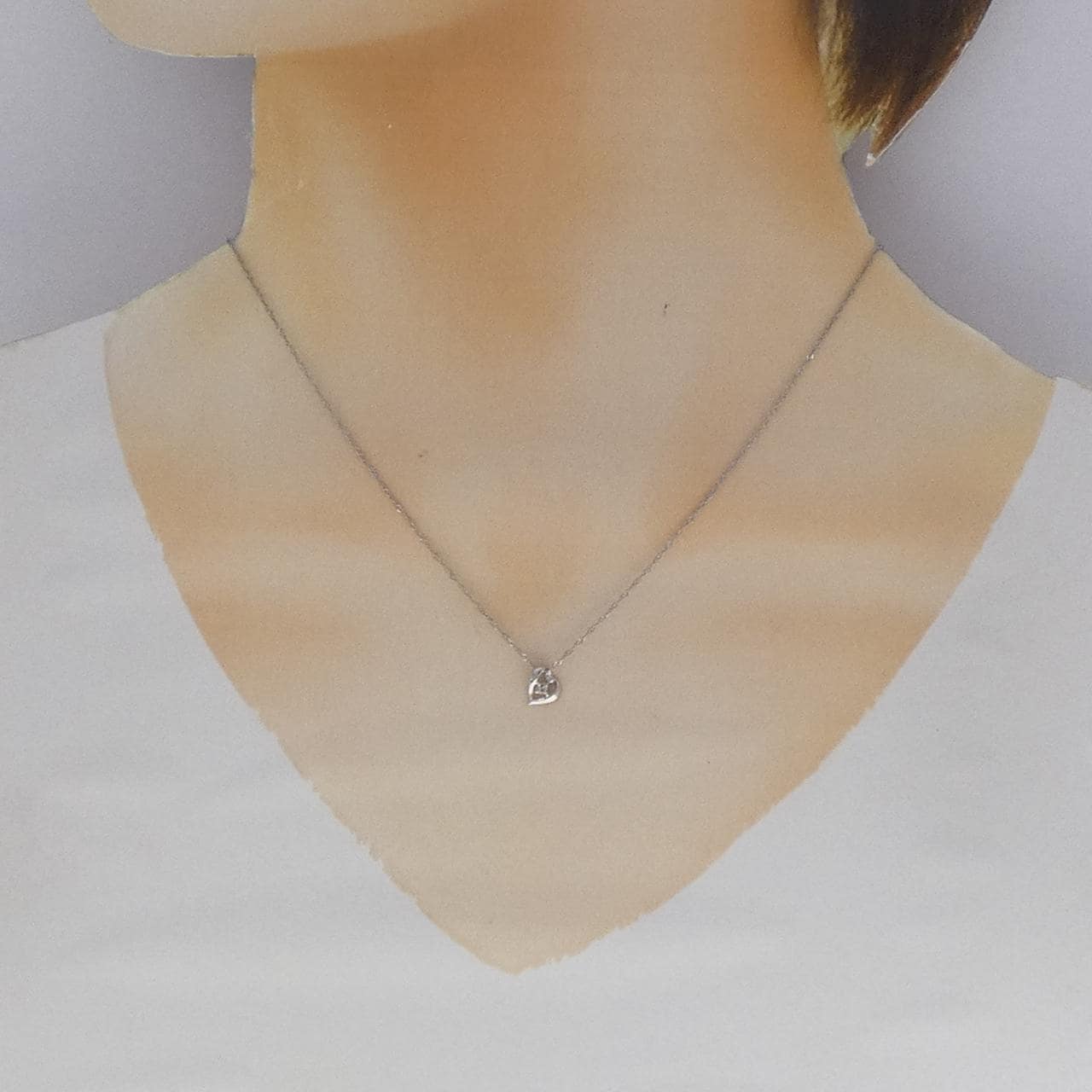 PT900/PT850 ハート ダイヤモンド ネックレス 0.03CT