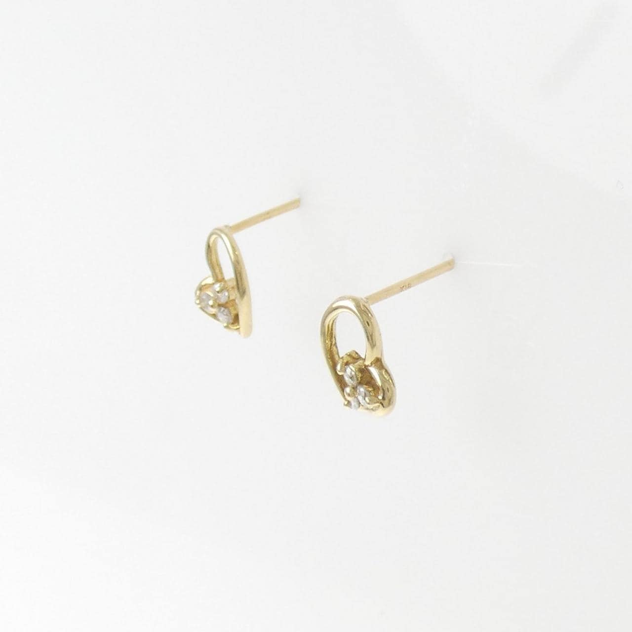 K18YG 心形钻石耳环