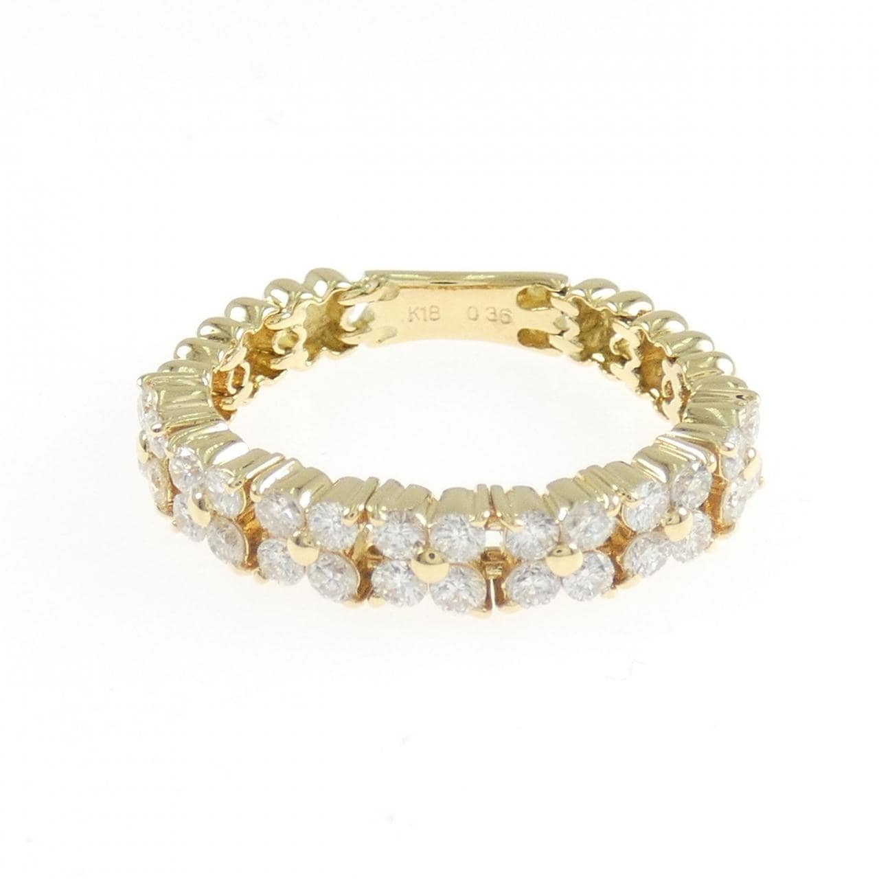 K18YG フラワー ダイヤモンド リング 0.36CT