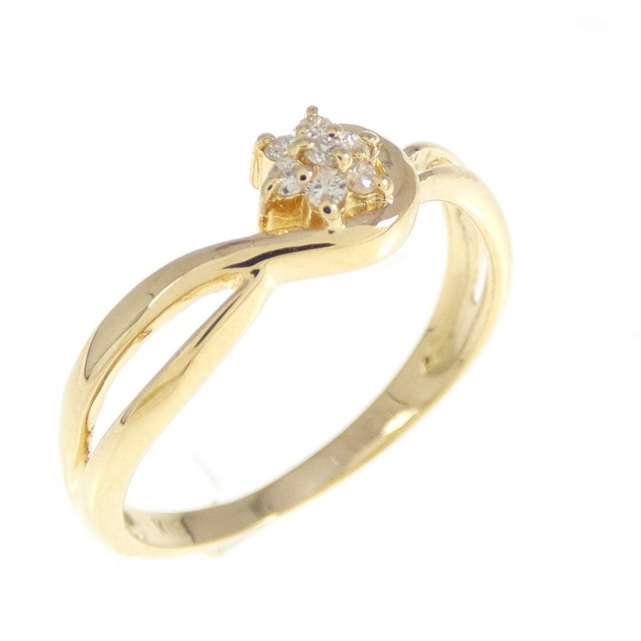 K18YG フラワー ダイヤモンド リング 0.05CT
