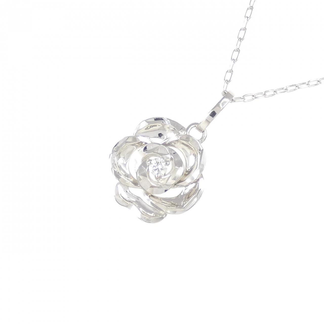 純PT/PT ローズ ダイヤモンド ネックレス 0.03CT