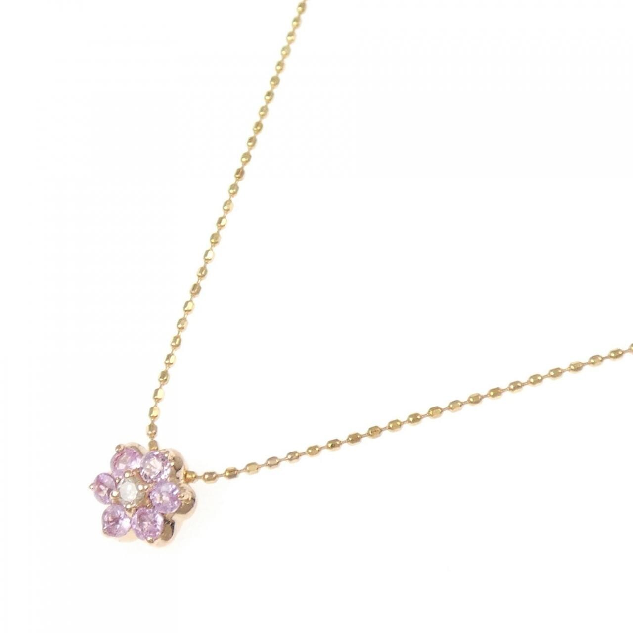 K18PG Flower Sapphire Necklace