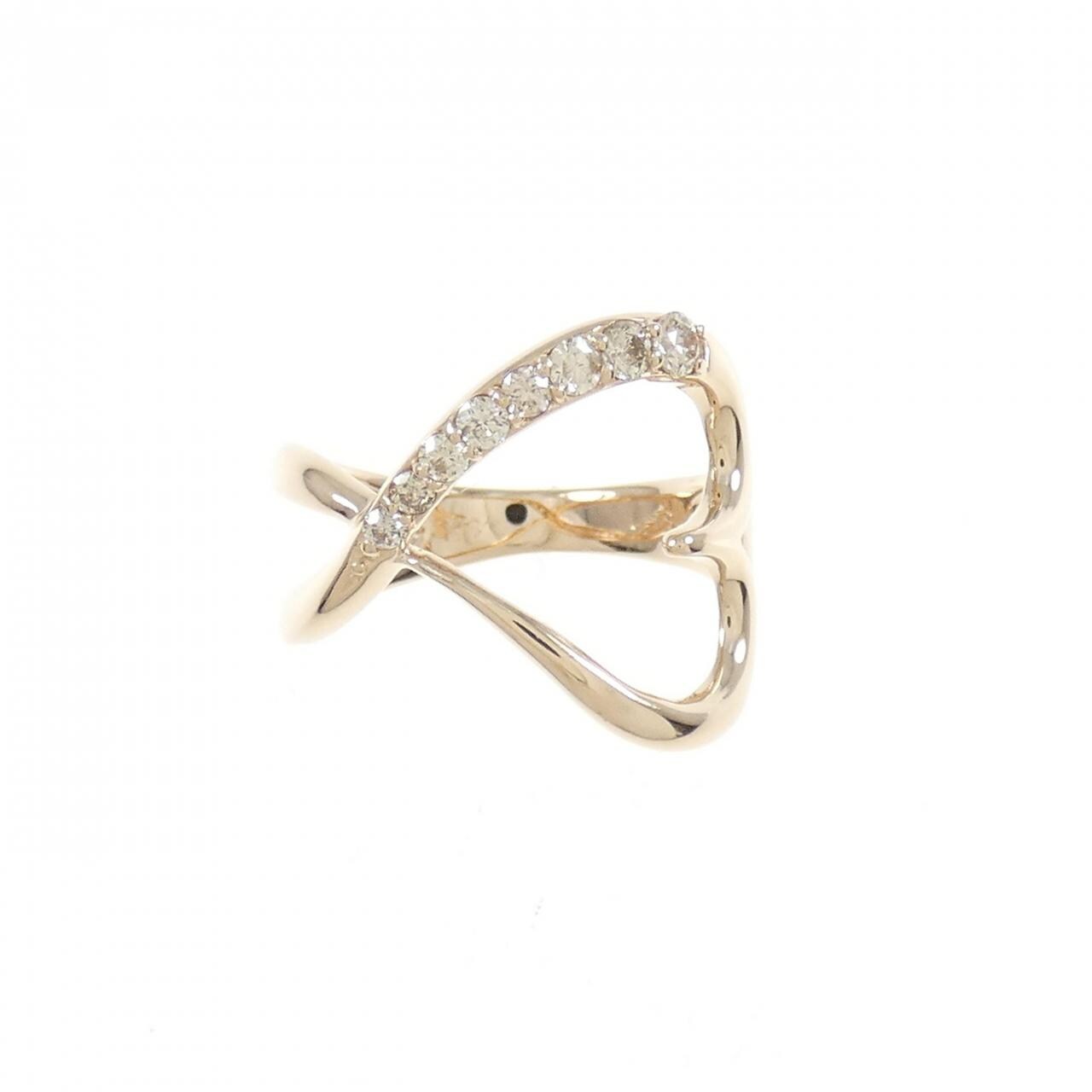 K18PG ハート ダイヤモンド ピンキー リング 0.18CT