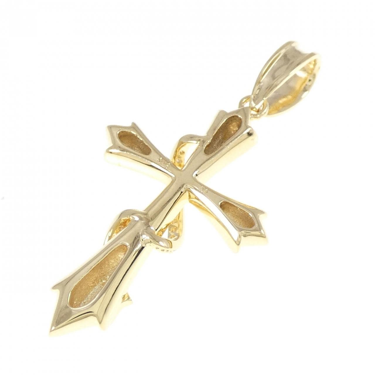 [BRAND NEW] K18YG Cross Diamond Pendant 0.12CT