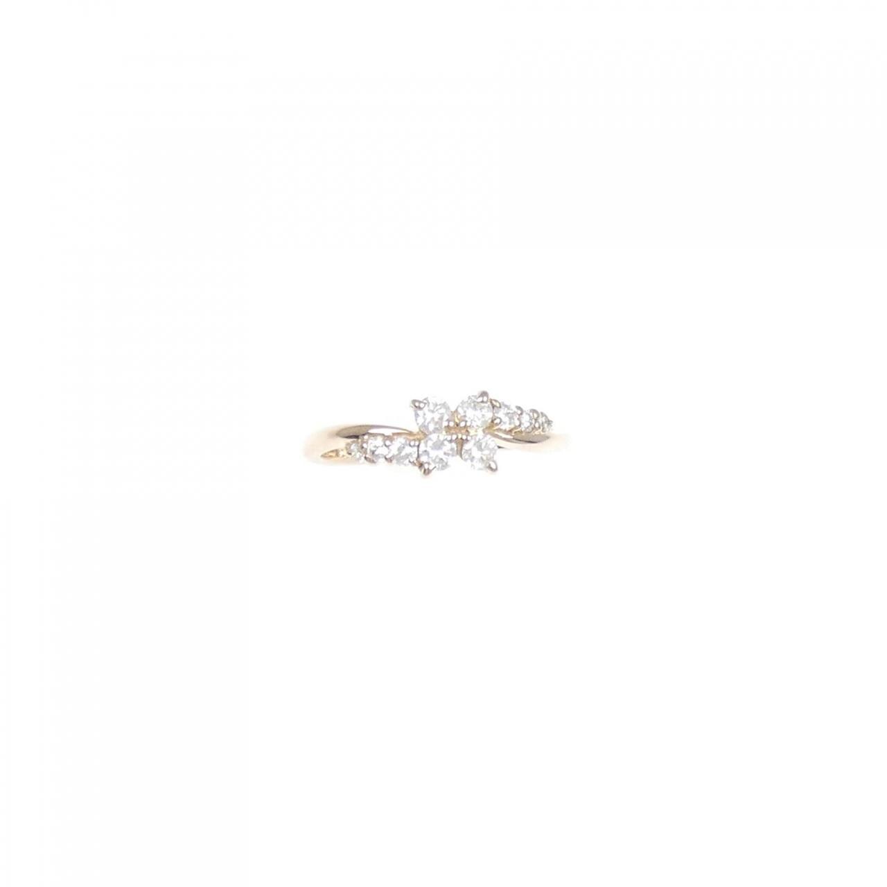 K18PG フラワー ダイヤモンド リング 0.30CT