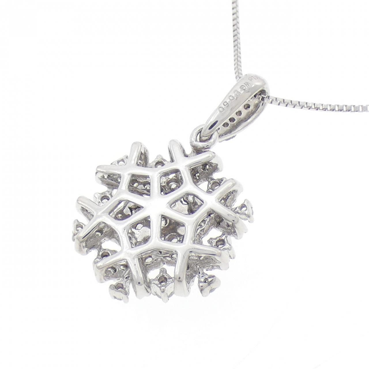 K18WG スノーフレーク ダイヤモンド ネックレス 0.50CT