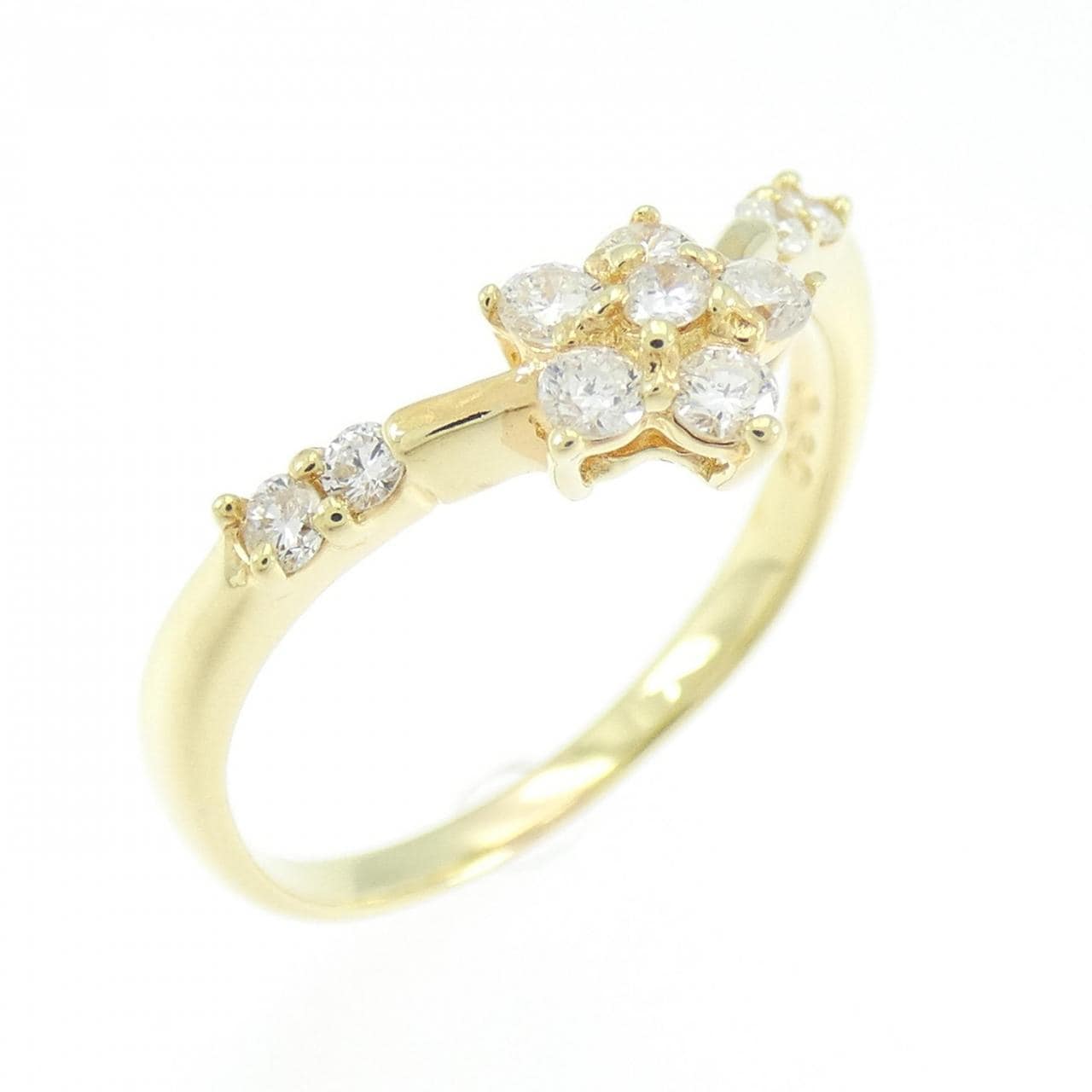 K18YG フラワー ダイヤモンド リング 0.30CT