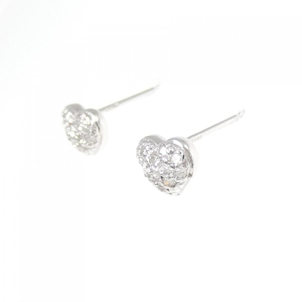 K14WG ハート パヴェ ダイヤモンド ピアス 0.20CT