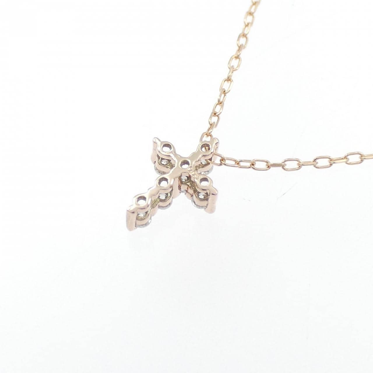 K10PG クロス ダイヤモンド ネックレス 0.05CT