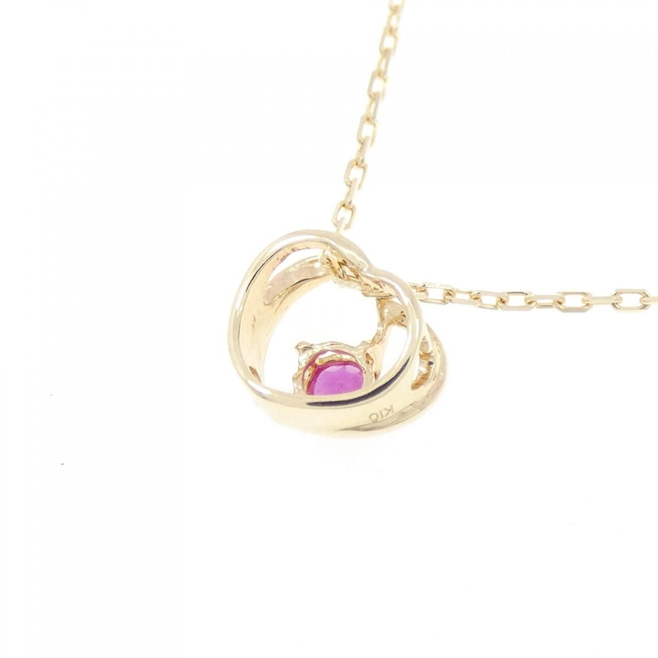 K10YG Heart Ruby Necklace
