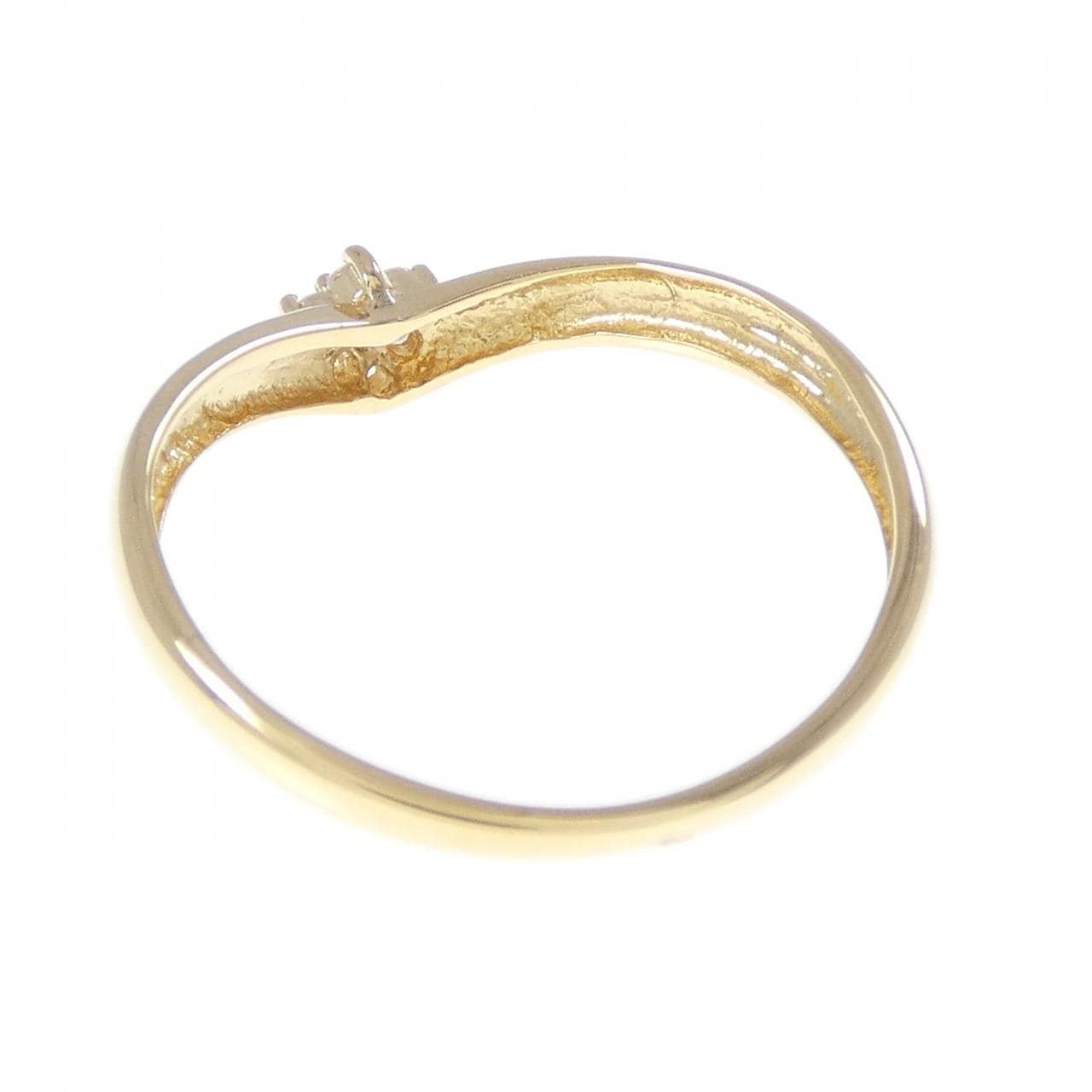 K18YG フラワー ダイヤモンド リング 0.07CT